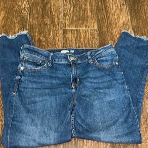 Old Navy High Rise Skinny Jeans Size 10 | Distressed Hem Blue Denim